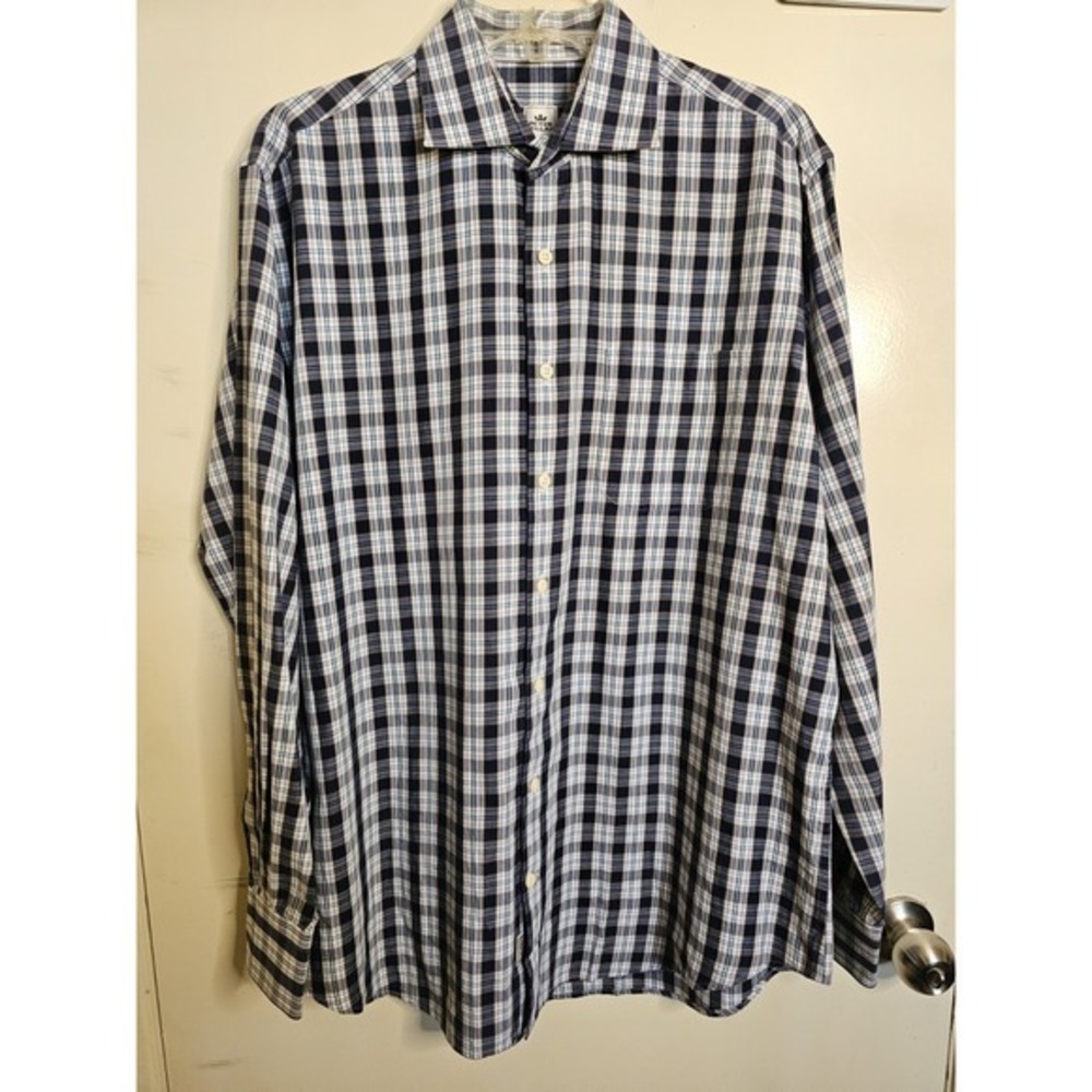 Peter‎ Millar Mens Multicolored Plaid Long Sleeve Button Up Shirt Size Large